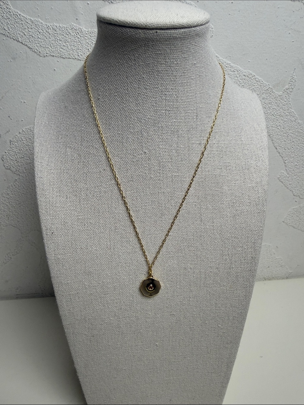 Gorjana Gold Disc Pendant Necklace with Center Stone